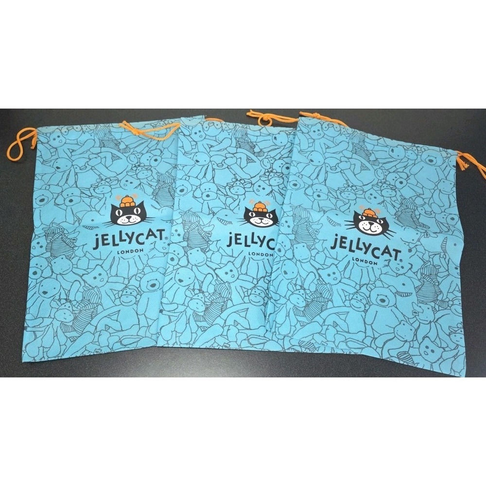 3 New AUTHENTIC Jellycat Dust Bag Blue Storage Bag Stuffed Animal Carry Tote